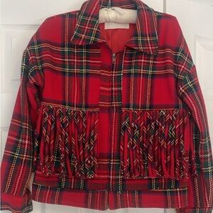 Nichole Lynel The Label Tartan Plaid Fringe Jacket S